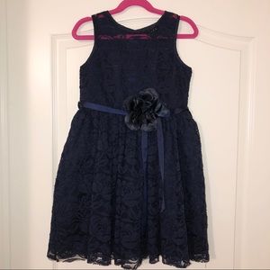 Navy Blue Lace Girls Dress